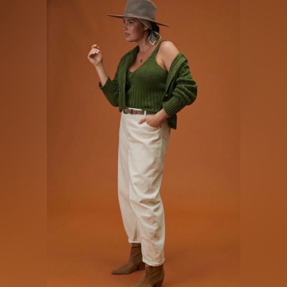 NWT Green Cable Knit Anthropologie Sweater Cropped Tank Top sz XL - Picture 6 of 9